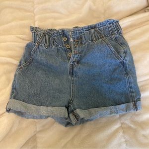 S.O.N.G., High-Waisted Paperbag Style Denim Shorts